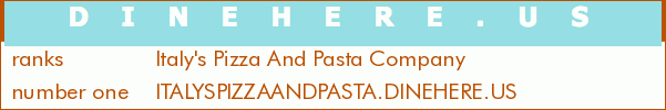 Italy's Pizza And Pasta Company