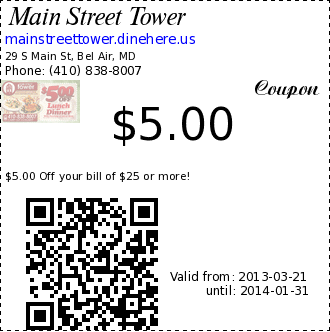 $5.00 Coupon. $5.00 Off your bill of $25 or more!
