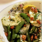 Peapod, tomato, and cucumber salad